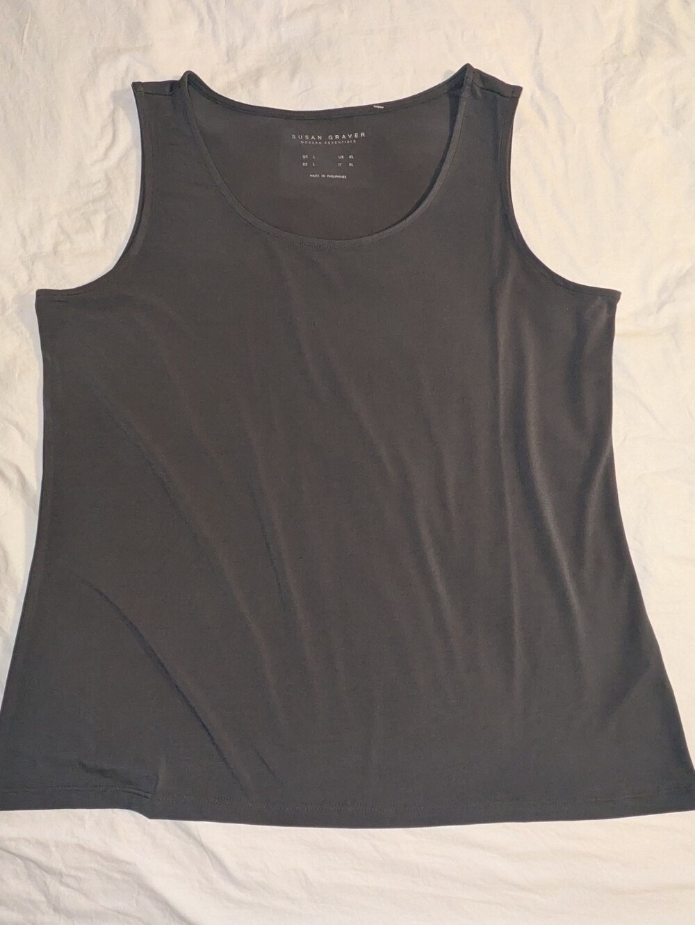 Susan Graver Tank Top Modern Essentials Gray Scoop Neck Womens Size Large